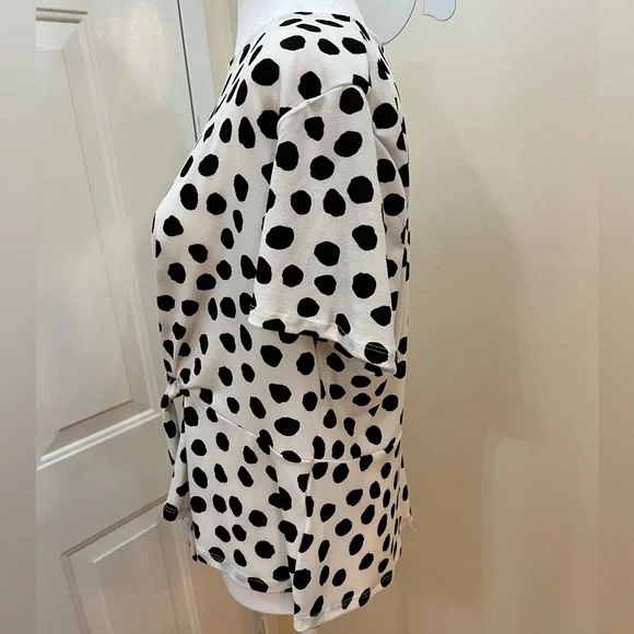 Kasper - Polka dot tie waist knit top - SZ L - Picture 6 of 10